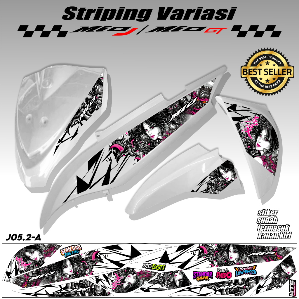 Striping Yamaha MIO J GT - Stiker Motor Mio GT 2014 Sticker Mio GT List Variasi MIO GT Motif Geisha 