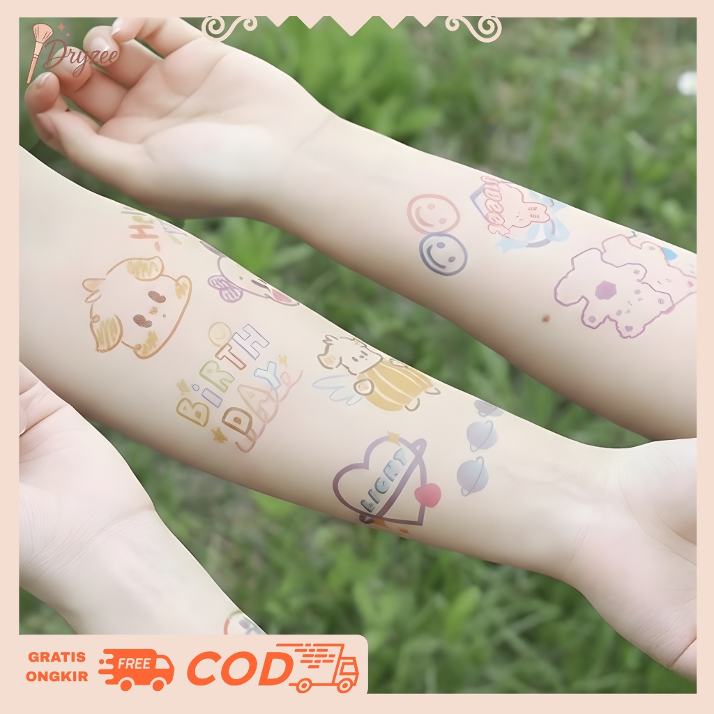 Stiker Tato Temporer Anti Air Karakter Kartun Lucu Tato Palsu Aesthetic Mainan Tatto Tahan Lama