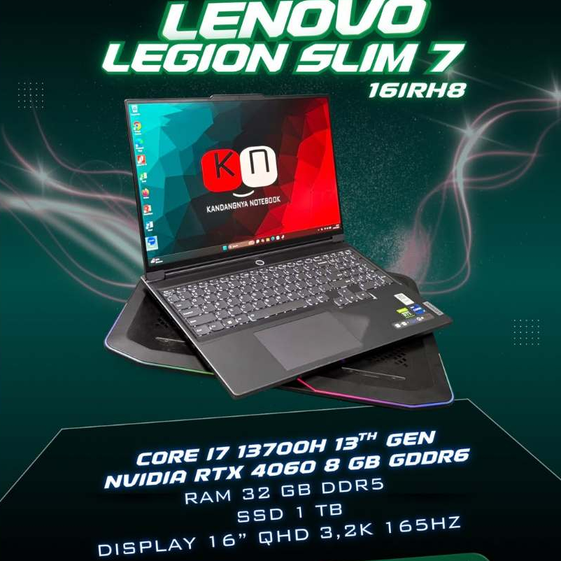 Lenovo Legion Slim 7 16IRH8 i7 13700H NVIDIA RTX4060 8GB Ram 32/1TB Layar 16inch 3,2k