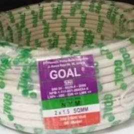 GOAL NYM 2X1,5 2X1, 5 1M KABEL LISTRIK PUTIH TUNGGAL ISI 2 NYM 2X1.5 ECERAN METERAN PER METER 1 METE