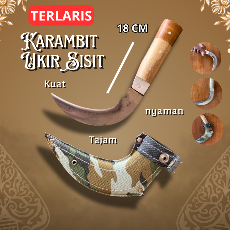 TERLARIS Pisau Ukir Kayu Karambit Terbaik Untuk Ukir kayu Khas Ciwidey  Panjang Keseluruhan 18Cm