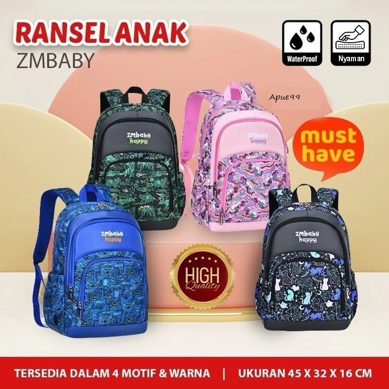 Tas Ransel Anak Sekolah Motif ZMBABY HAPPY