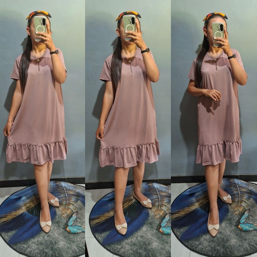 Dress Voxy Rempel Polos Sleting Aktif