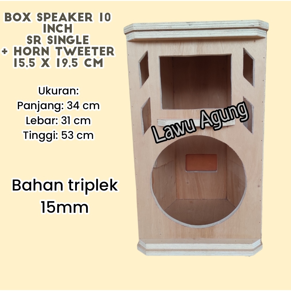 box speaker 10 inch model SR single + horn tweeter 15x19,5 cm bahan tebal
