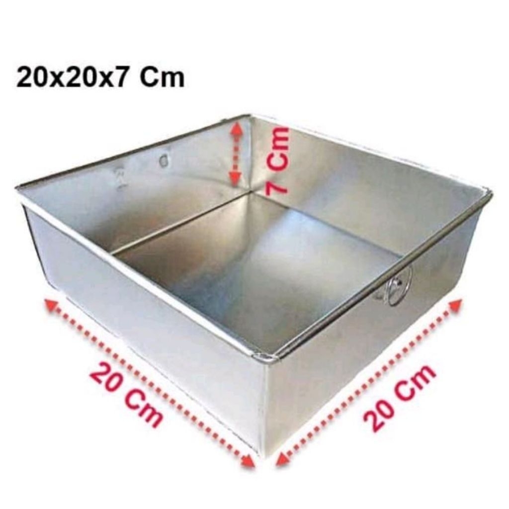 Loyang Kotak Aluminium Anti Lengket Ukuran 20x20x7cm