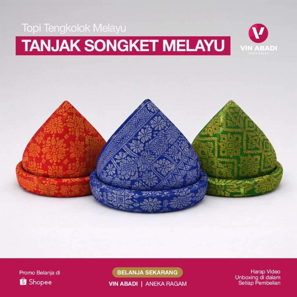 Tanjak / Tengkolok / Destar Songket Premium Asli Melayu / Model Melayu