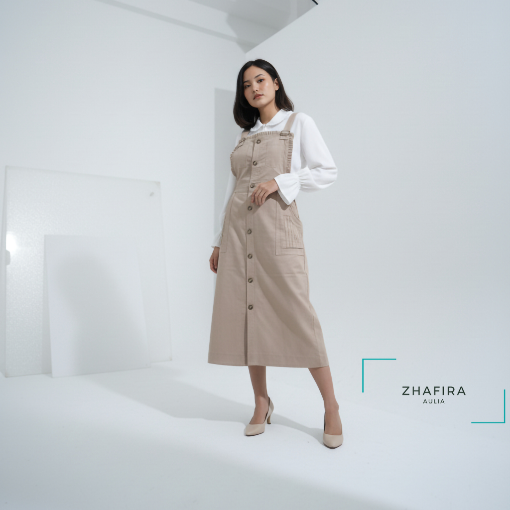 Rose Overall Midi Dress Overall by ZHAFIRA AULIA Official