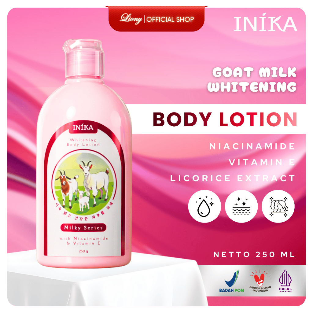 INIKA Handbody Lotion 250gr (GOAT) with Vitamin E - Body Lotion Whitening Hydrating Moisturizing ORI