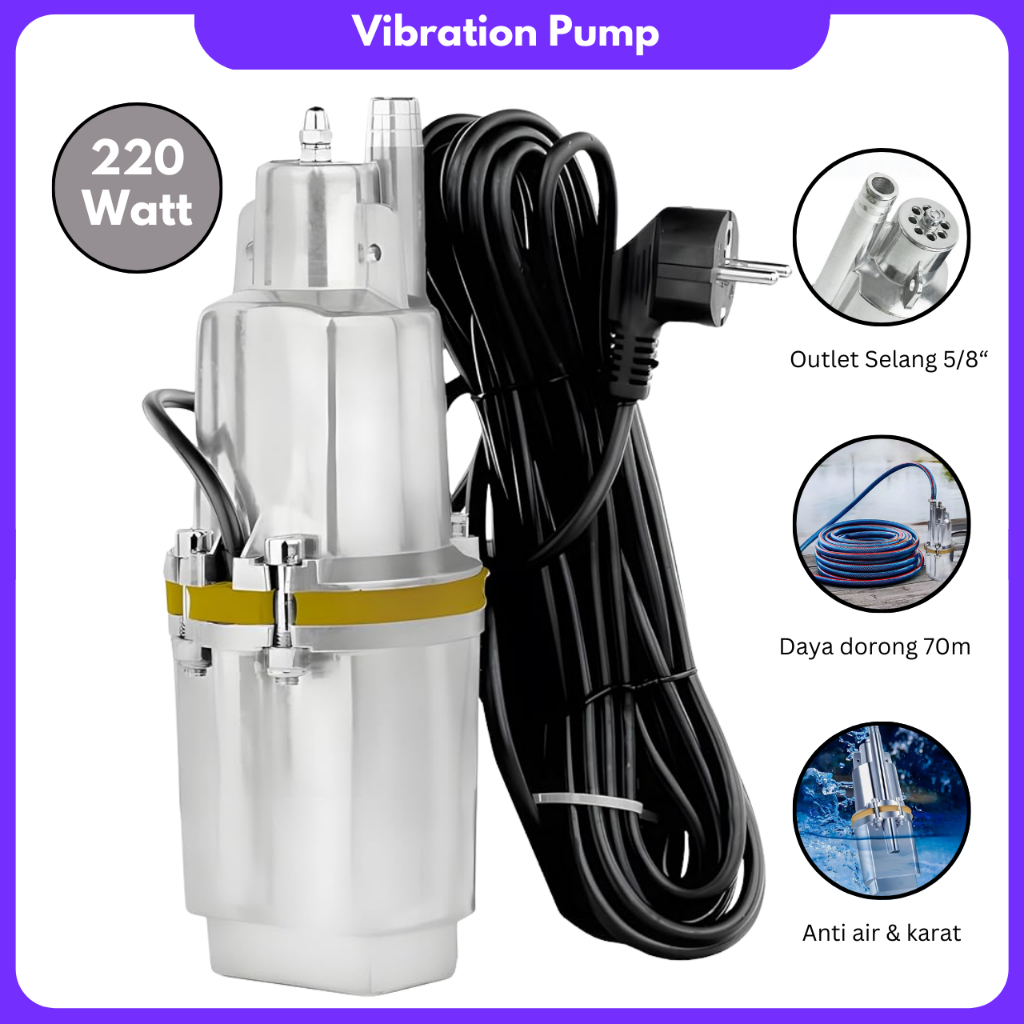 Pompa Getar  Pompa Air AC 220V Submersibel Vibratory 70M Pompa Air Sumur Dalam Bertekanan Tinggi