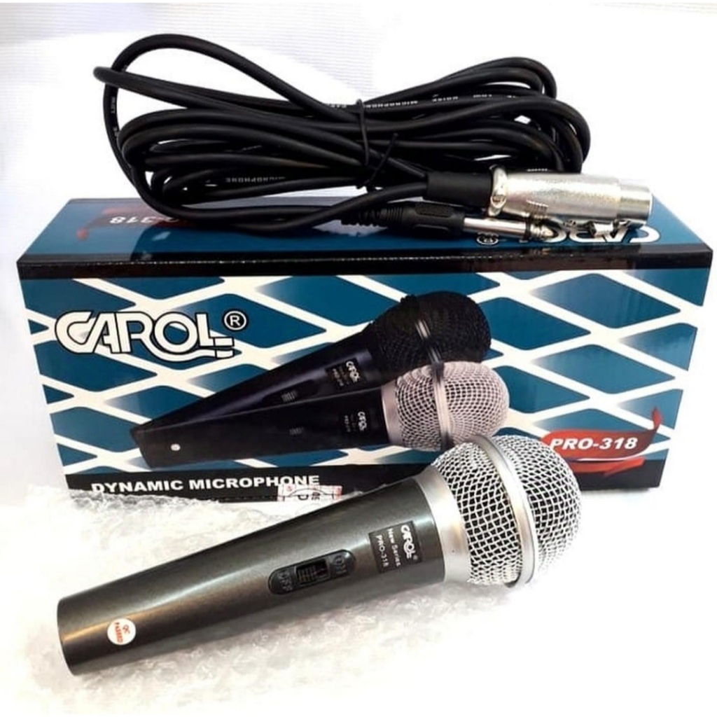 Carol Mic Kabel Pro-318 Dynamic Microphone Bagus dengan Kualitas Suara Terbaik untuk Karaoke dan Pes