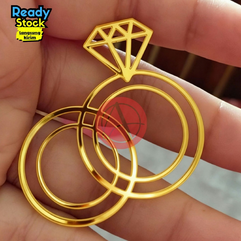 Replika Cincin Akrilik Mahar Lamaran Custom Elegan Hiasan Tunangan Pernikahan Dekor Premium