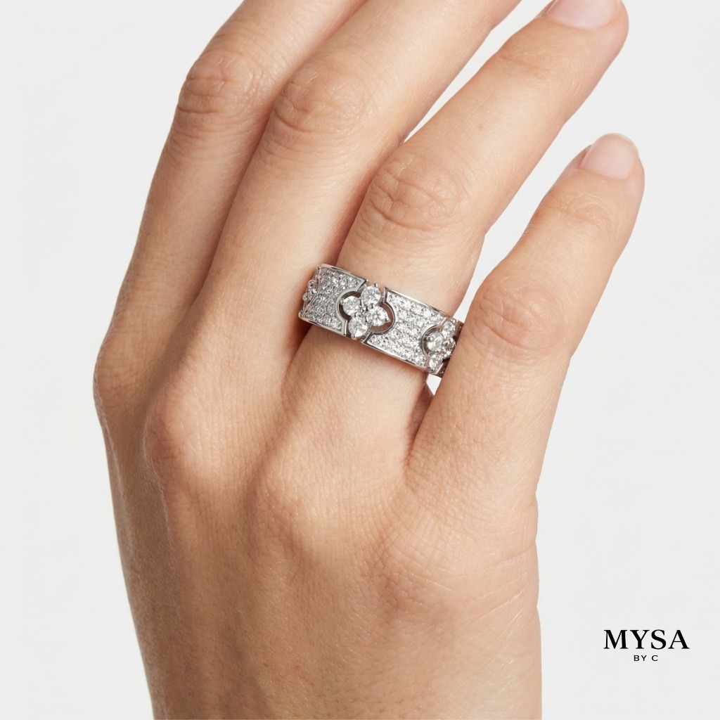 MYSA Floral Pavé Band Ring Cincin Perak Sterling Silver 925 Unisex