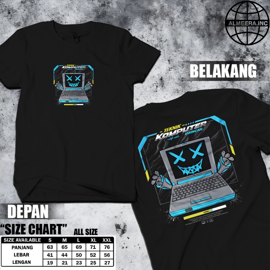 Kaos Jurusan TKJ Teknik Komputer Jaringan - Baju Unisex Bahan Cotton Combed Halus Adem Nyaman