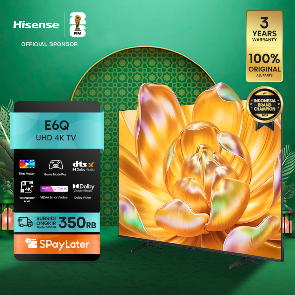 Hisense TV E6Q Vidaa Smart Digital TV 43/50/55/65/75 inch UHD 4K Filmmaker Mode Dolby Vision & Audio