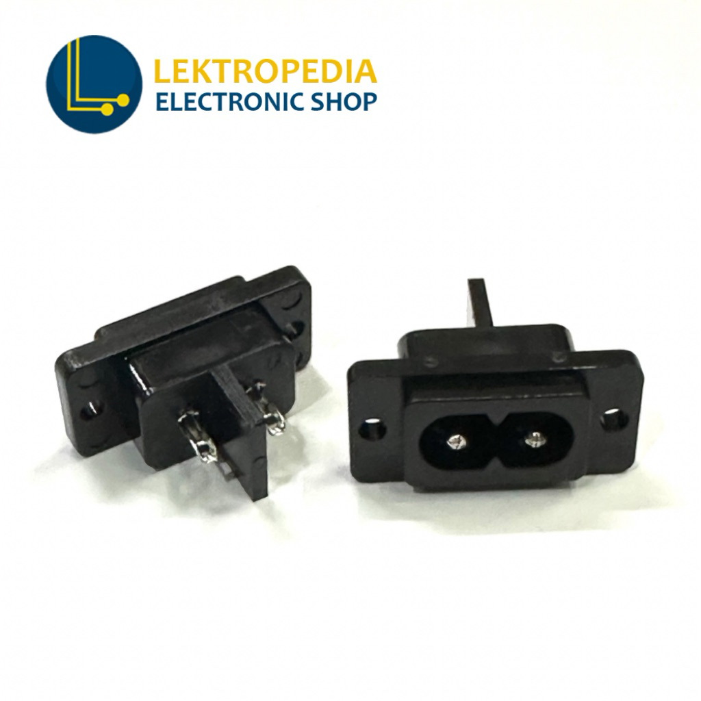 Socket Angka 8 AC Body Bodi Tempel 2 pin lubang Konektor Bulat Soket