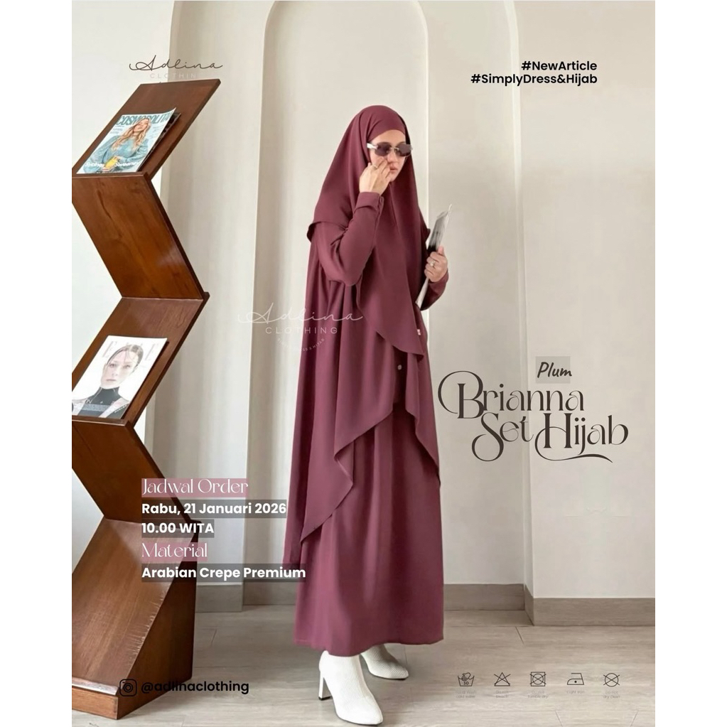 Brianna Set Hijab PLUM by adlina clothing