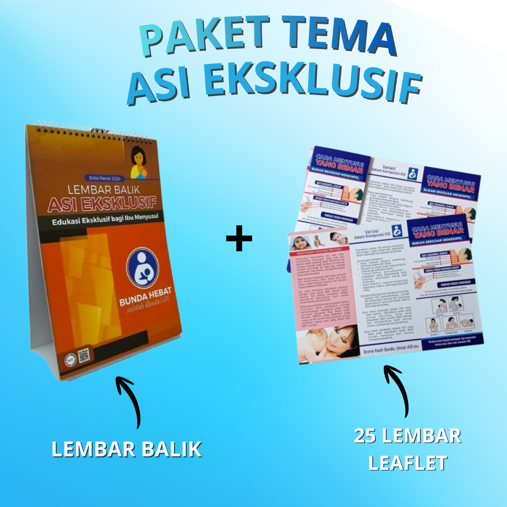 Paket ASI Eksklusif | Lembar Balik ASI | Leaflet Cara Menyimpan ASI | Edukasi Menyusui ABC