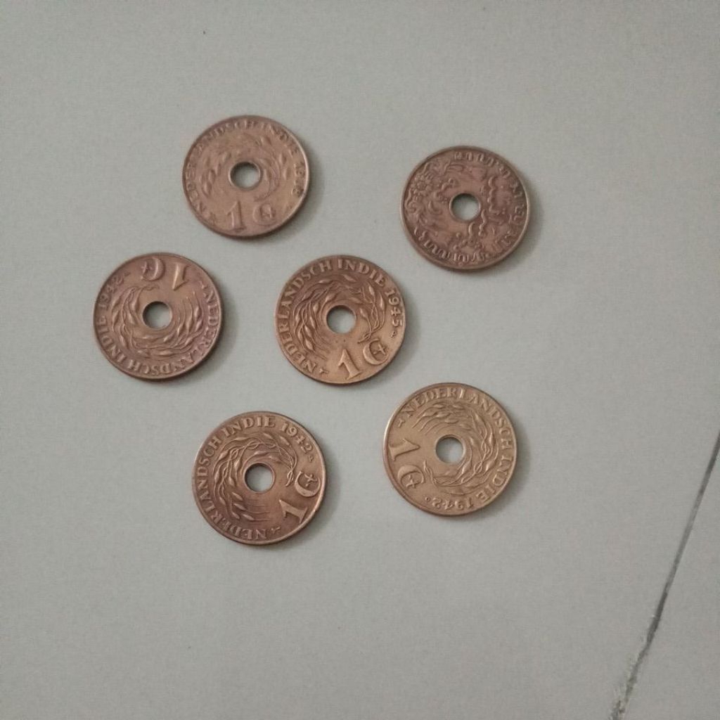 uang kuno koin 1 sen bolong 1942