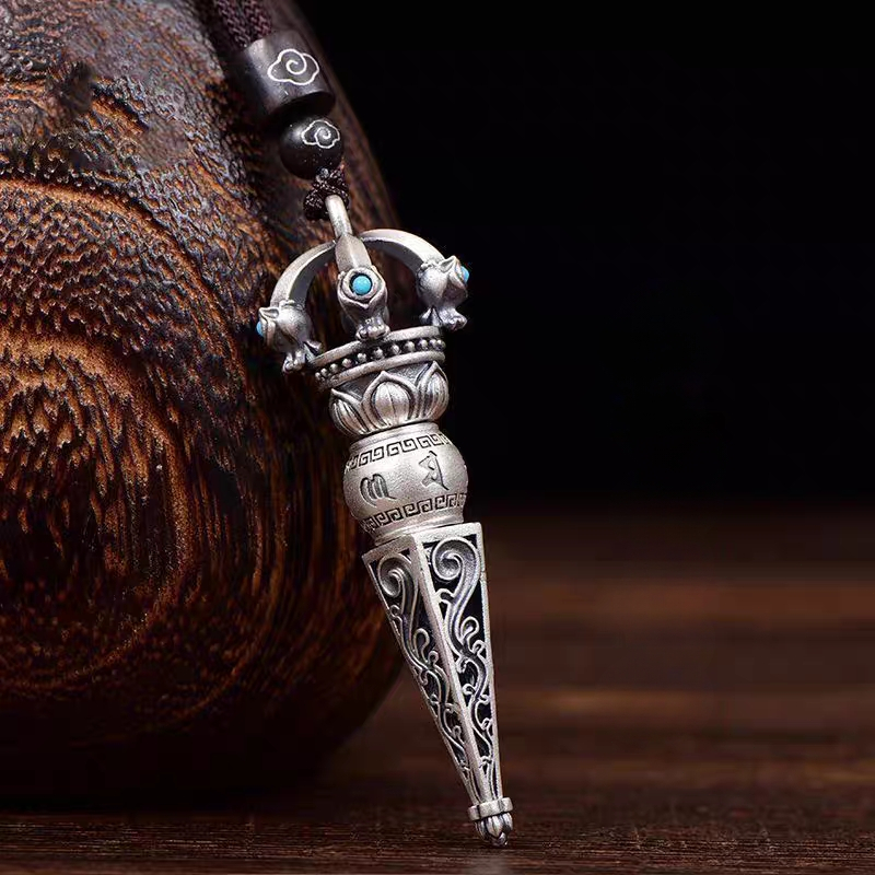 Lucky-1389 Kalung Vajra perak Thai bergaya Tiongkok, tahan keringat, anti karat, dan tidak mudah pud
