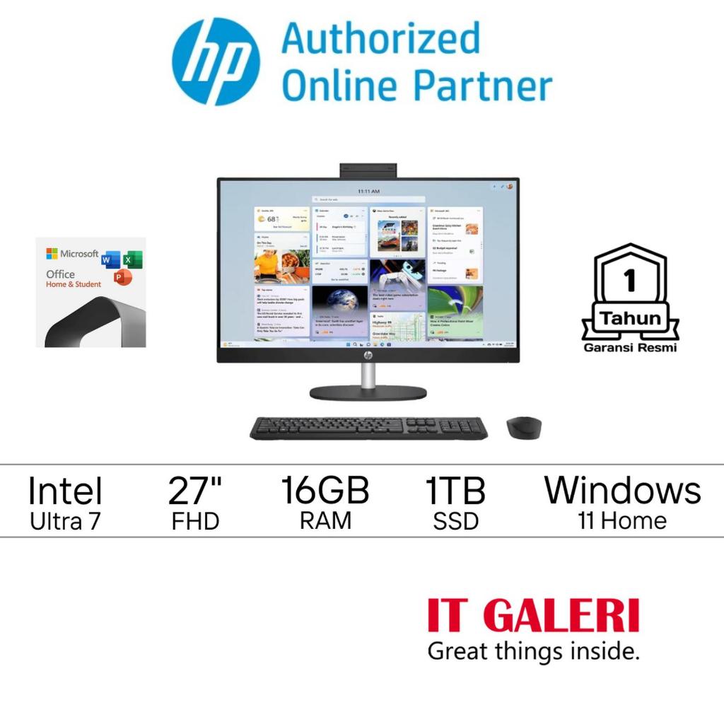 HP AIO 27 cr1333d cr1555d PC All-in-One - INTEL CORE ULTRA 7-155U METEOR LAKE U/16GB/1TB/TS 27.0 FHD