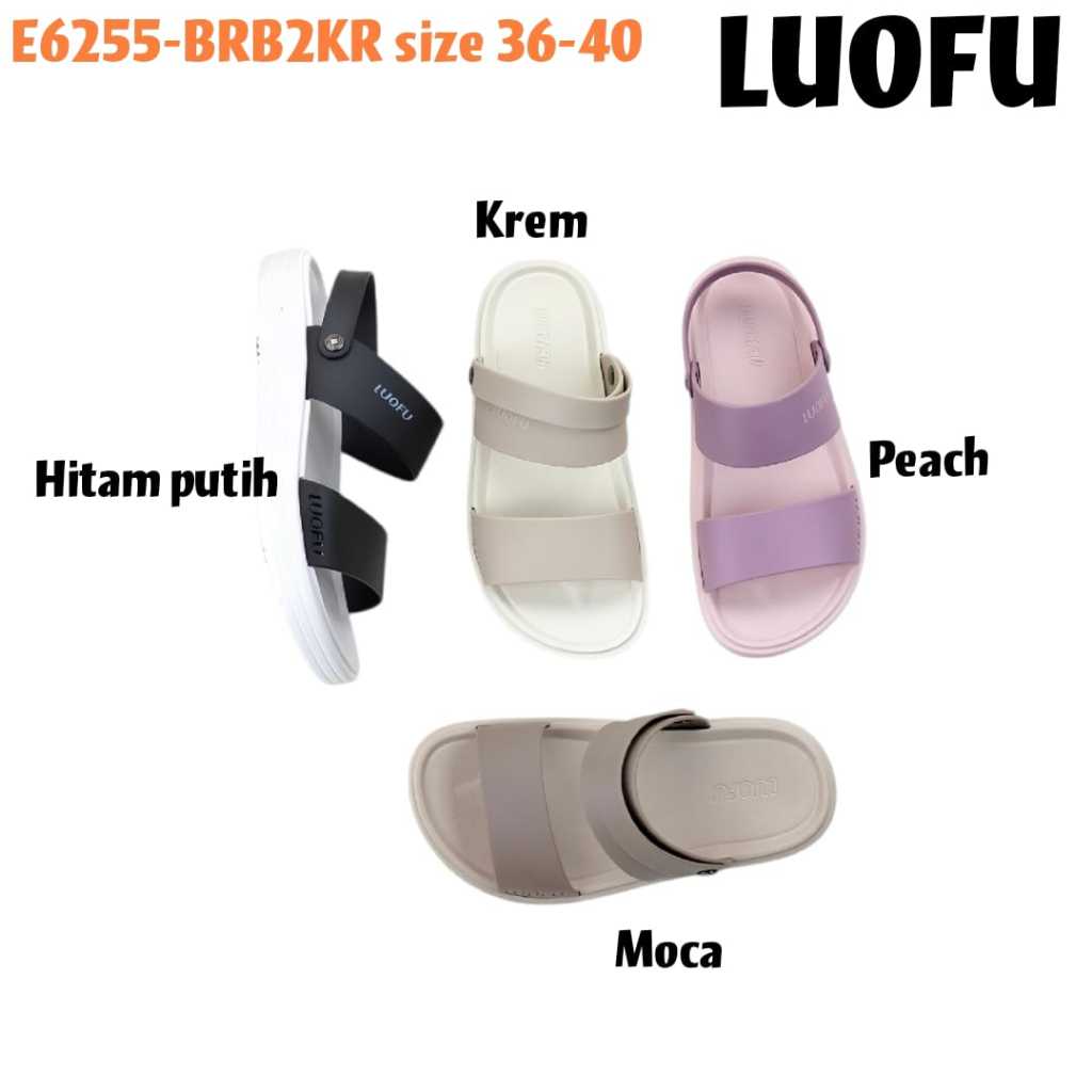 LUOFU SANDAL E6255-BRB2KR ORIGINAL jelly karet empuk murah sepatu tali wanita sendal cewek