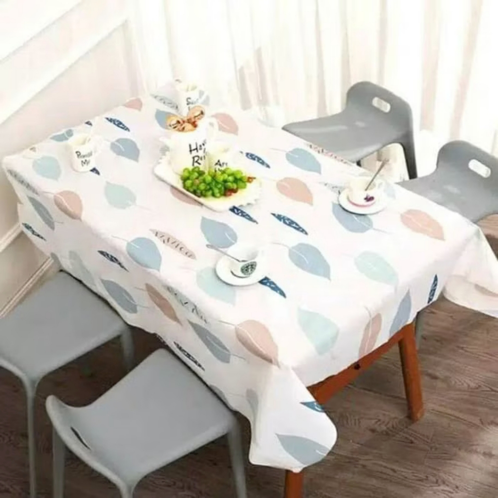 MH - Taplak Meja Anti Air Motif DAUN TD01 bahan PEVA - TABLE CLOTH LEAF
