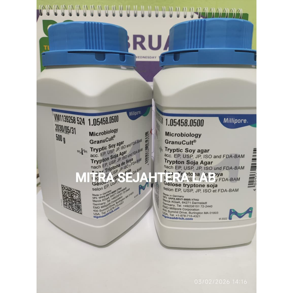 Tryptic Soy Agar Merck 105458 kemasan 500 gram TSA 1.05458.0500