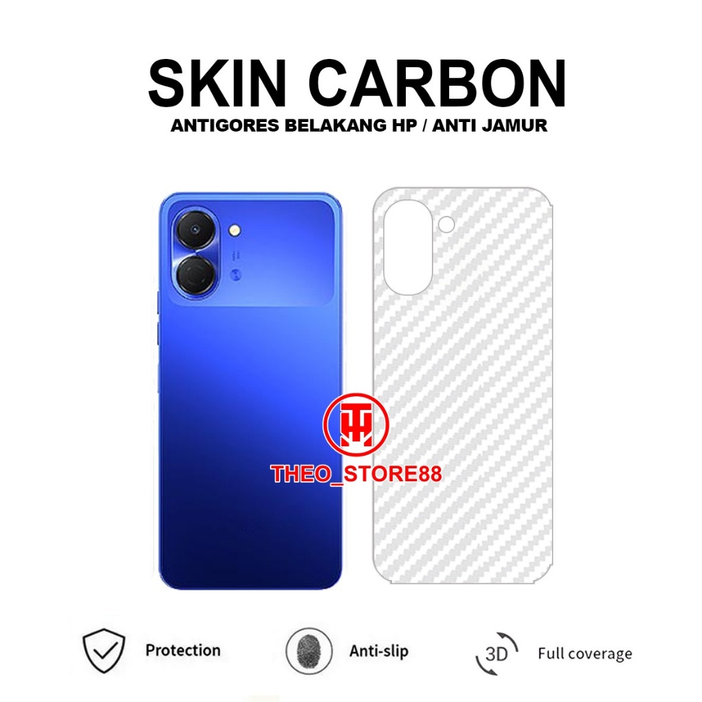 TECNO SPARK GO 3 TECNO SPARK GO 2 GARSKIN CARBON ANTI JAMUR ANTIGORES BELAKANG TECNO SPARK GO 3 TECN