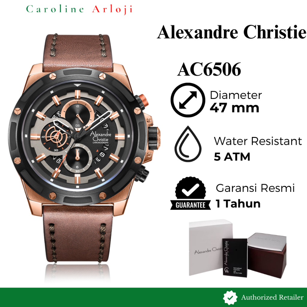 ORIGINAL Jam Tangan Pria Alexandre Christie AC6506 / AC 6506 /AC6182 Garansi Resmi Kulit Rantai