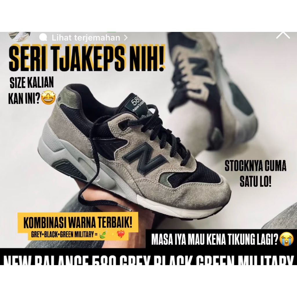 NB 580 GREY BLACK GREEN