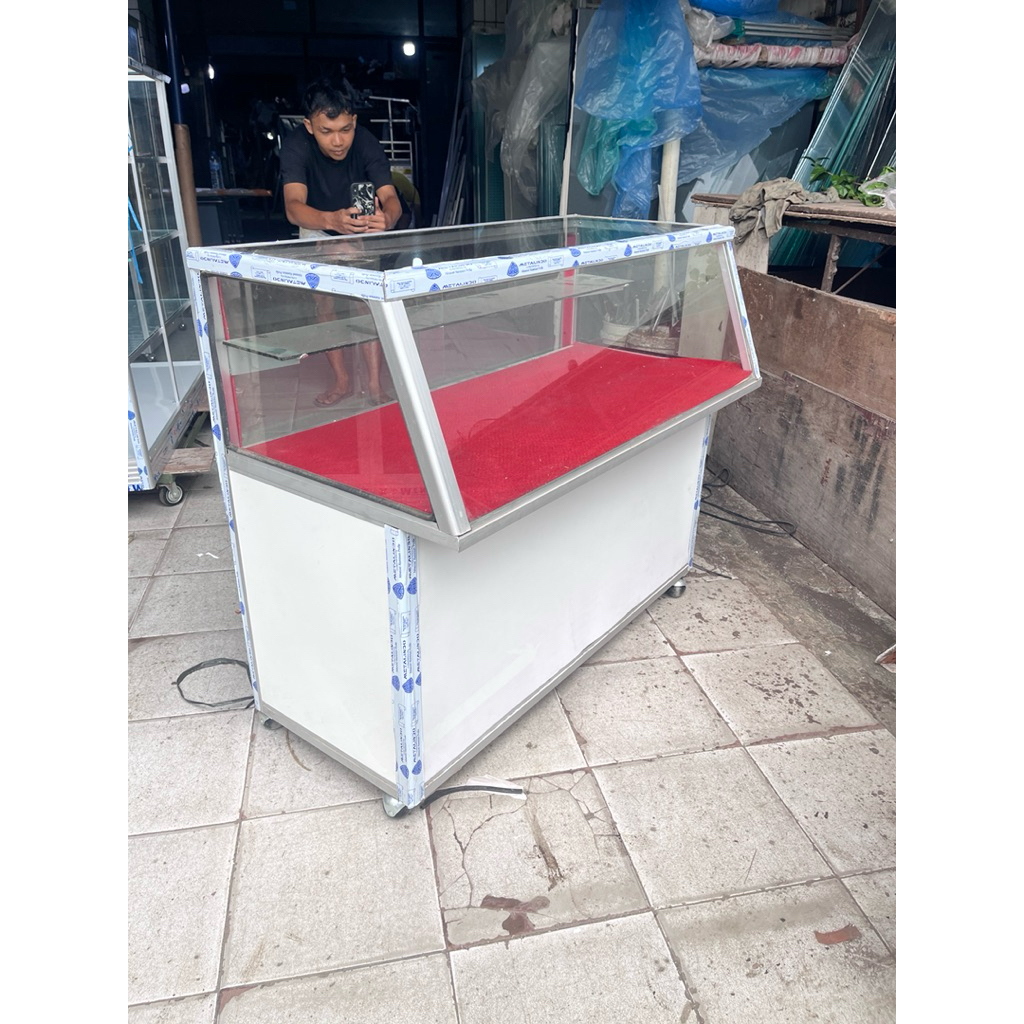 Etalase Konter HP Pulsa 1 Meter - Kaca Tebal & Kokoh - Khusus Wilayah Cirebon