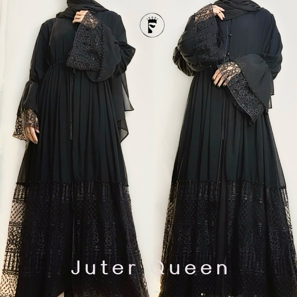 Gamis hitam outer queen abaya outer