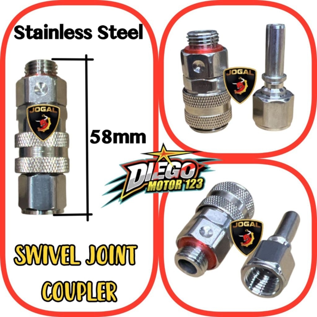 Swivel Coupler Nepel Selang Anti Kusut Stainless Serbaguna 1/4 JogaL Original
