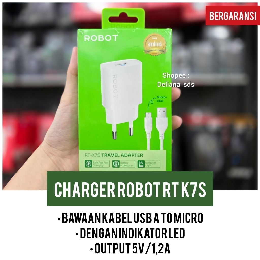 Charger Micro Robot RT-K7S Garansi Resmi 1 Tahun Charger Robot RT K7S Cas Robot RT K7S Cas Micro Usb