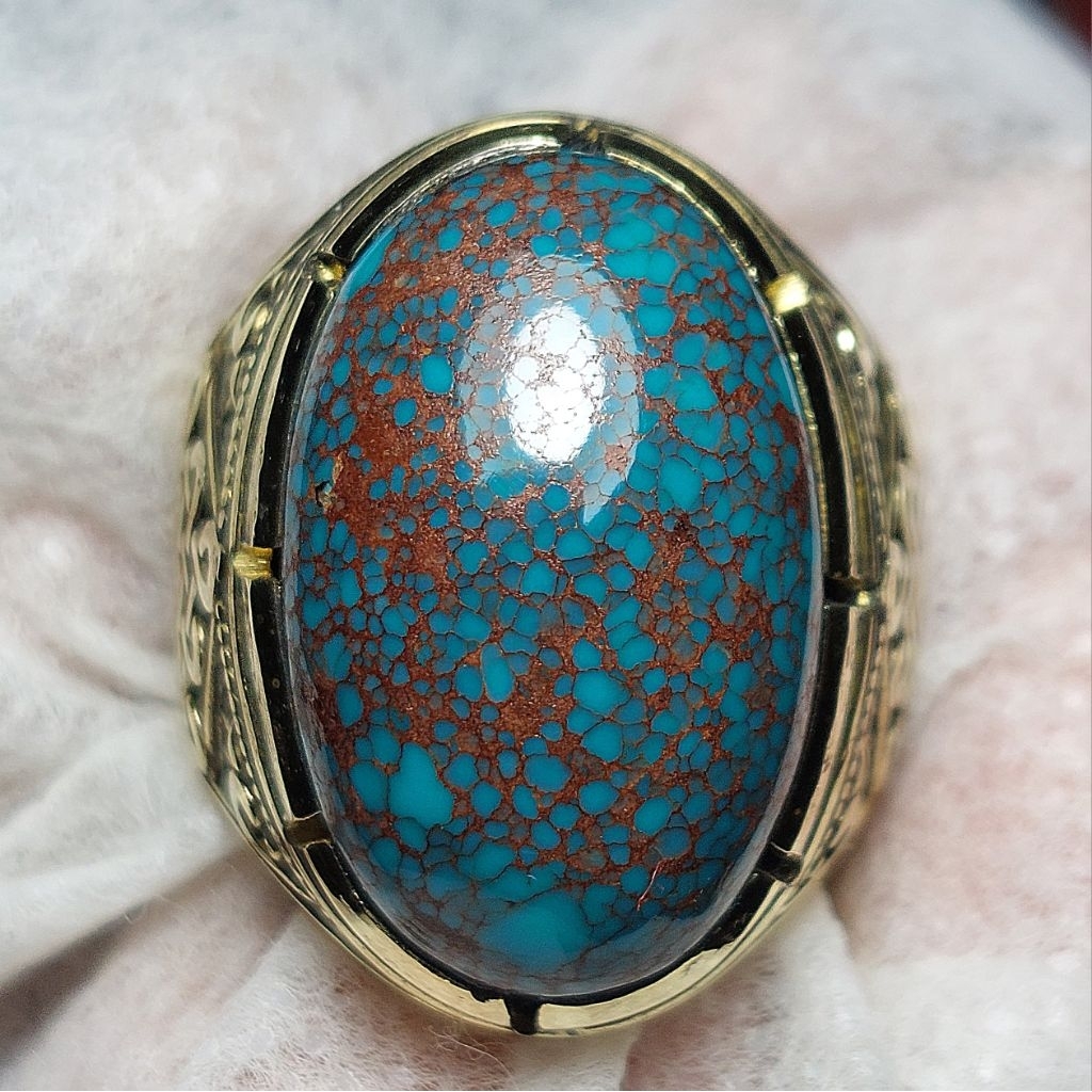 Pirus Mesir Natural Royal Blue telor remek beras wutah rapih mumbul 22×14×10 mm [5Sd05221]