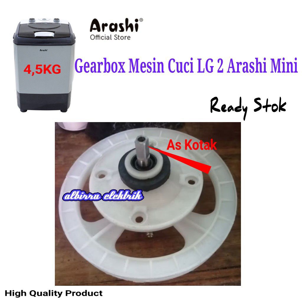 Gearbox Mesin Cuci Arashi Mini Portabel Kapasitas 4,5kg As Kotak