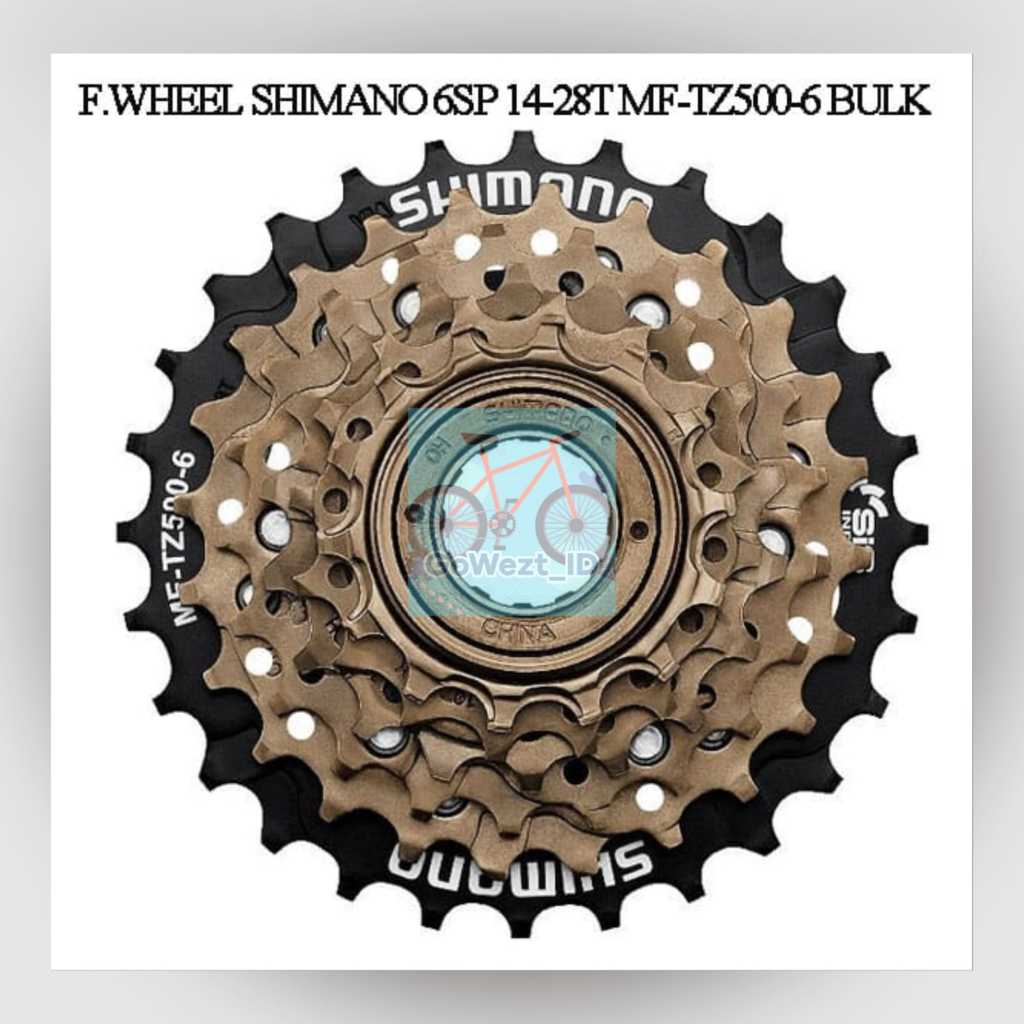 Freewheel Gear Gir Belakang Sepeda 6 Speed Susun Drat Ulir 14-28T SHIMANO MF-TZ500-6 MTB Lipat Gunun
