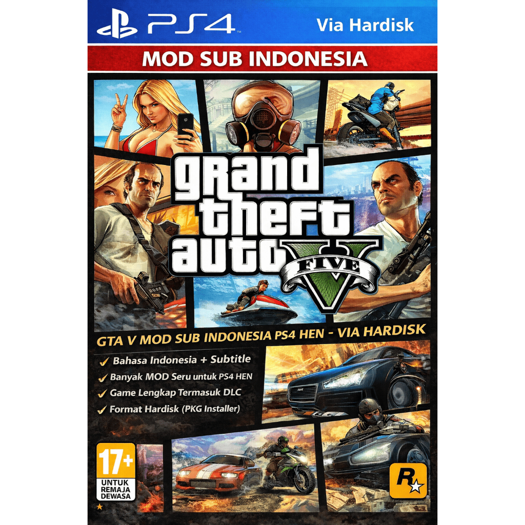 GTA V Mod Sub Indonesia PS4 HEN Via Hardisk