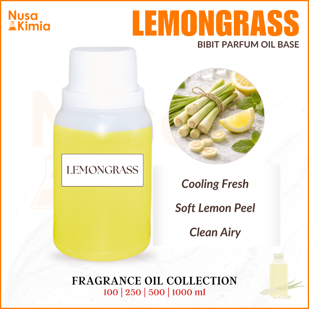 Bibit Parfum Lemongrass 1 Liter - Fragrance Oil untuk Parfum, Candle & Diffuser - Lemon Grass Citrus
