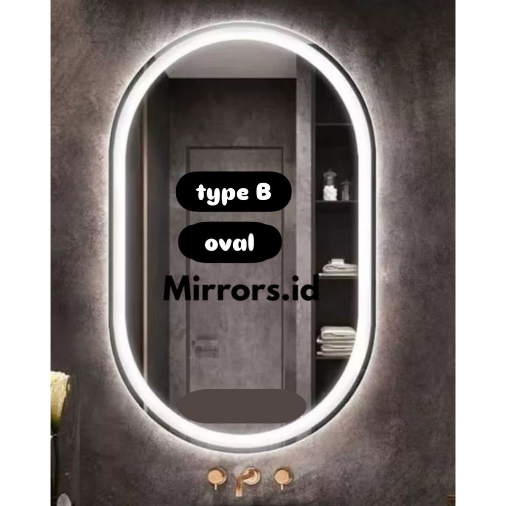 Cermin Kaca Cermin LED Lampu Rias Dinding Fashion Aestetick Bulat Oval Tempel Gantung Fashion Dekora