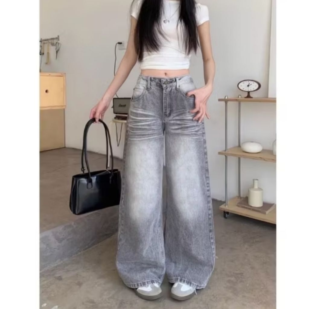 UNISEX Baggy Jeans Wanita Highwaist Loose Jeans Wanita Panjang Jeans Wanita Premium