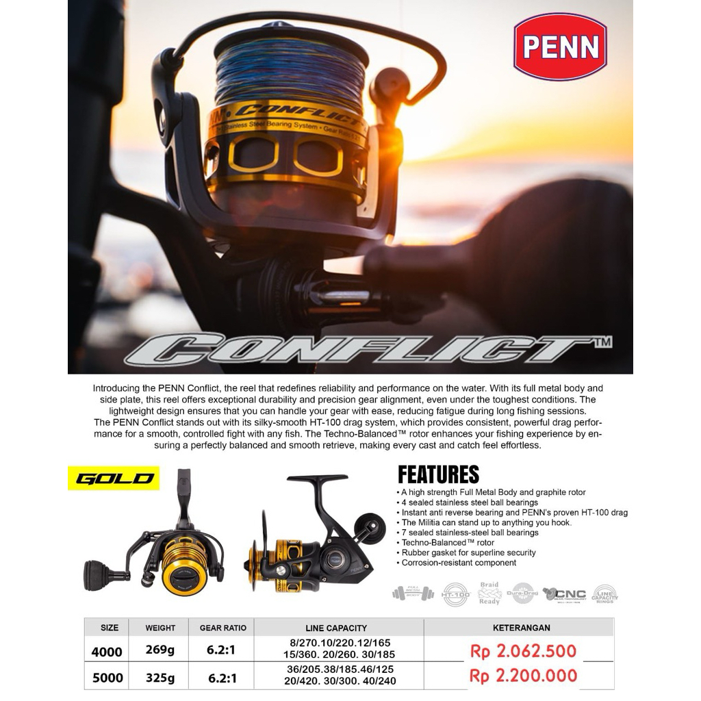 Reel Penn Conflict Gold Cft 4000 New 2026