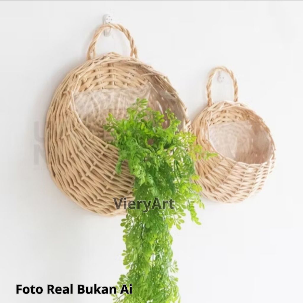 Vas Gantung Dinding /Pot Rotan Tempel aesthetic