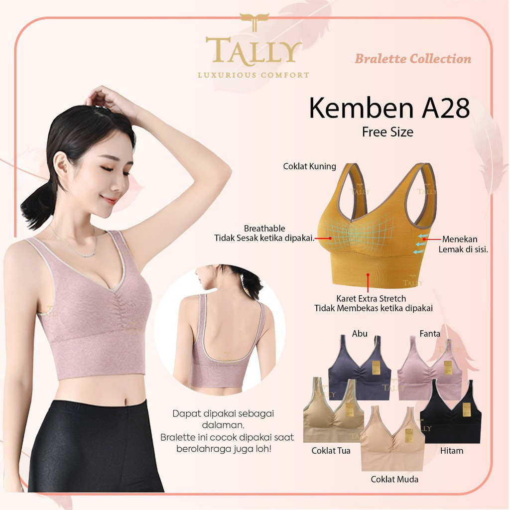 TALLY A28 SPORT BRA / kemben/ Bralette Polos Bahan Rajut Free Size B / C Cup