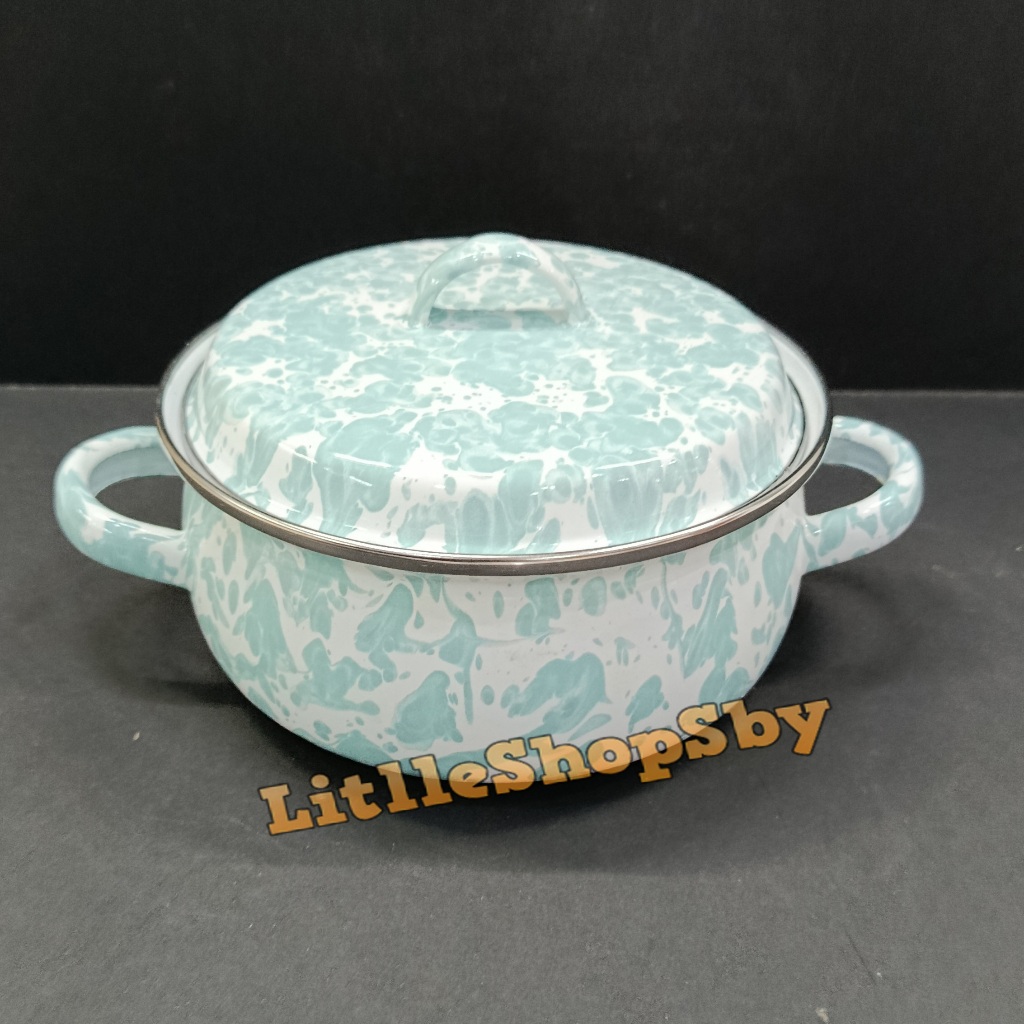 Panci Enamel Saucepot Besar 22cm Biru Muda Tosca Blirik Loreng Marble