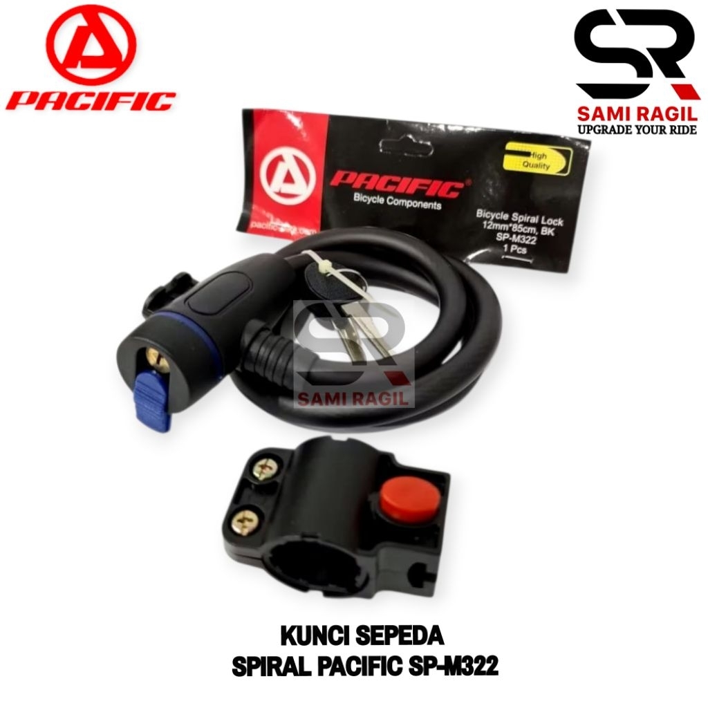 KUNCI SEPEDA SPIRAL PACIFIC SP-M322 GEMBOK LOCK TEBAL KUAT 12x85mm PENGAMAN BICYCLE MTB SELI LIPAT F