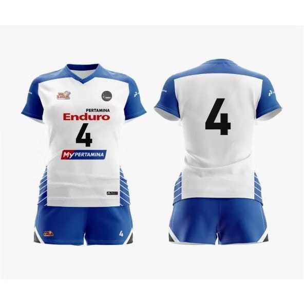 JERSEY VOLLY CEWEK WHITE BLUE, FULL PRINTING FREE NAMA & NOMOR