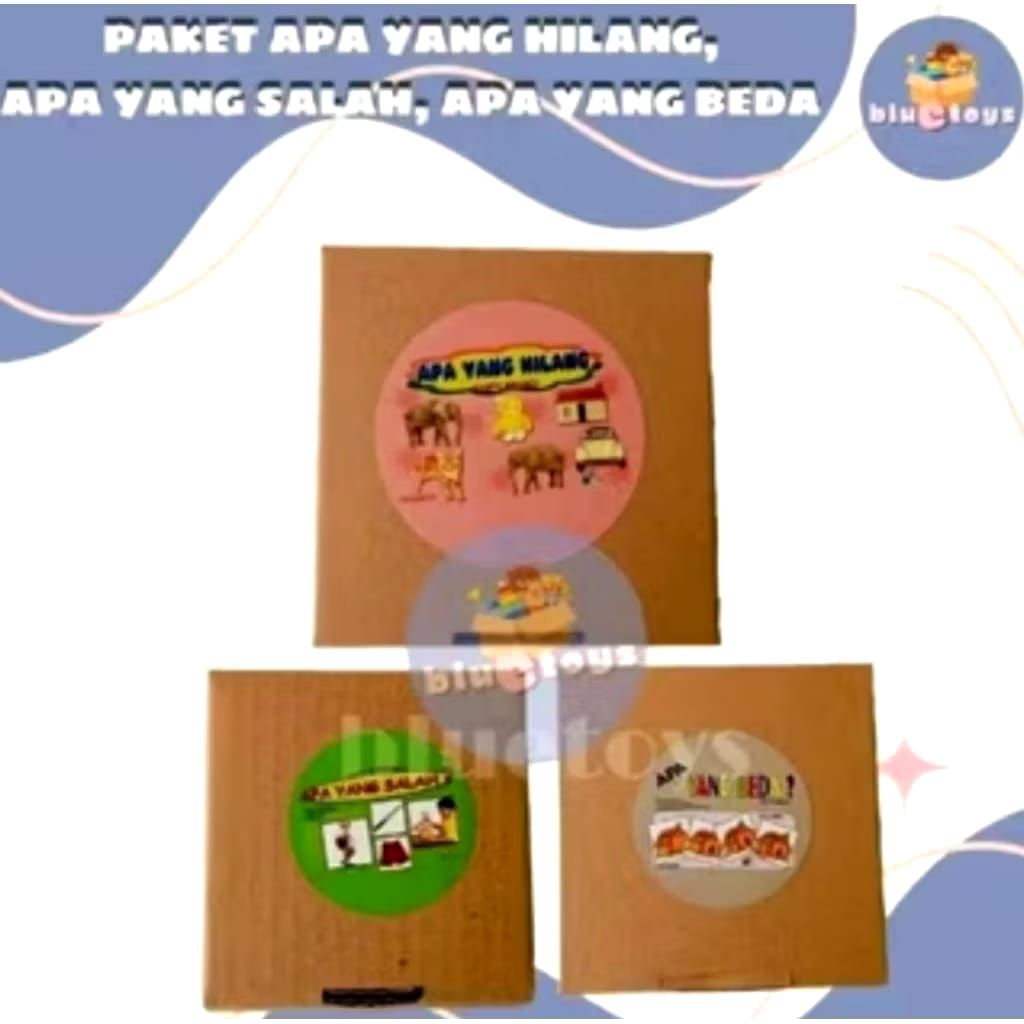 (BLUETOYS) KARTU APA YANG SALAH,APA YANG BEDA, APA YANG HILANG/MAINAN EDUKATIF TERAPI WICARA