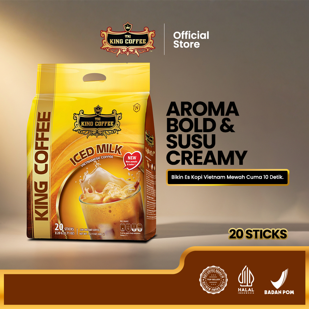 Kopi Instan Import Vietnam Tanpa Ampas Iced Milk Trung Nguyen King Coffee Isi 20 Stik - Robusta Crea