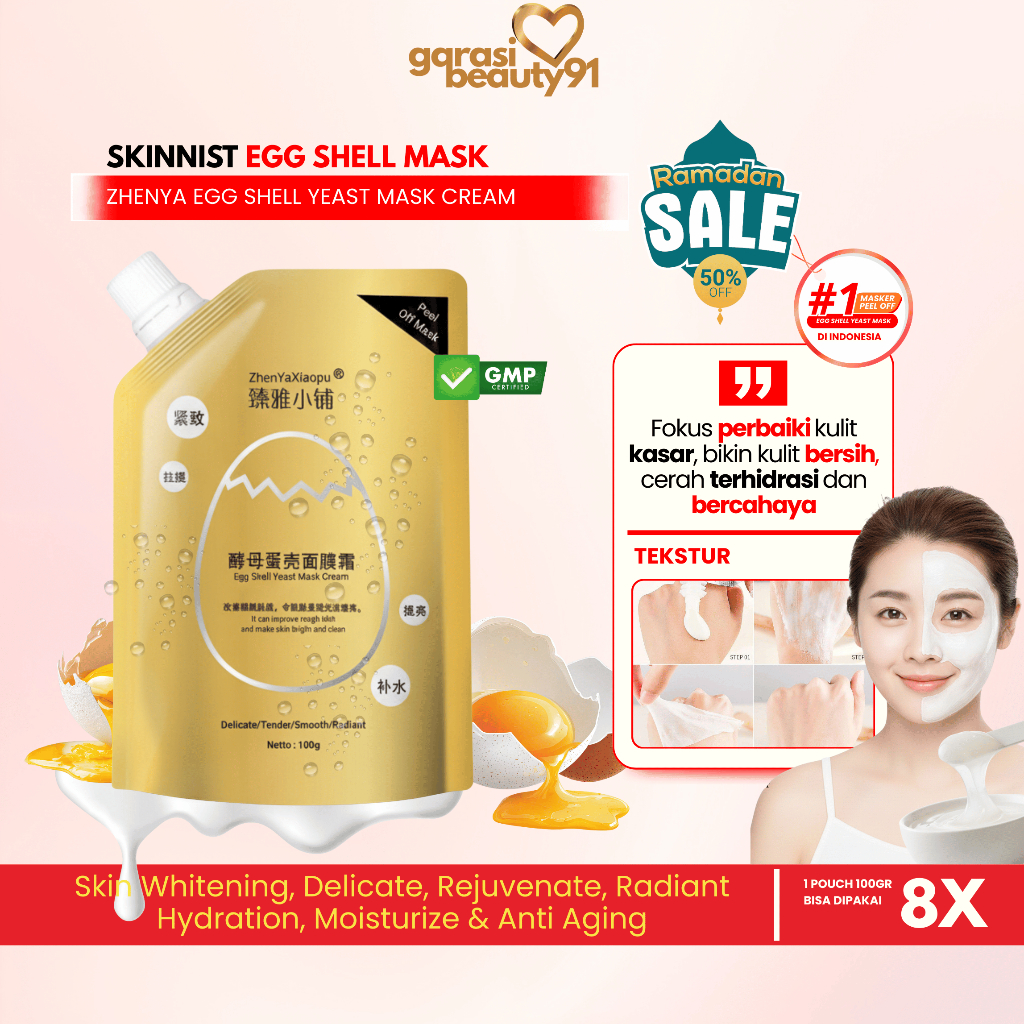 [ EGG SHELL MASK ] BPOM Masker Zhenyaxiaopu egg shell yeast mask 100gr anti-aging mengencangkan, men